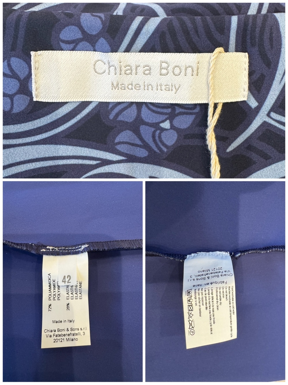 NWT Chiara Boni Botanical Print Blue Ruffle V-Neck Sheath Dress US 6 Resort - Picture 11 of 13